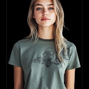 Lucky Brand Unisex Medium Gray/Green Oriental Design 100% Cotton Made In US